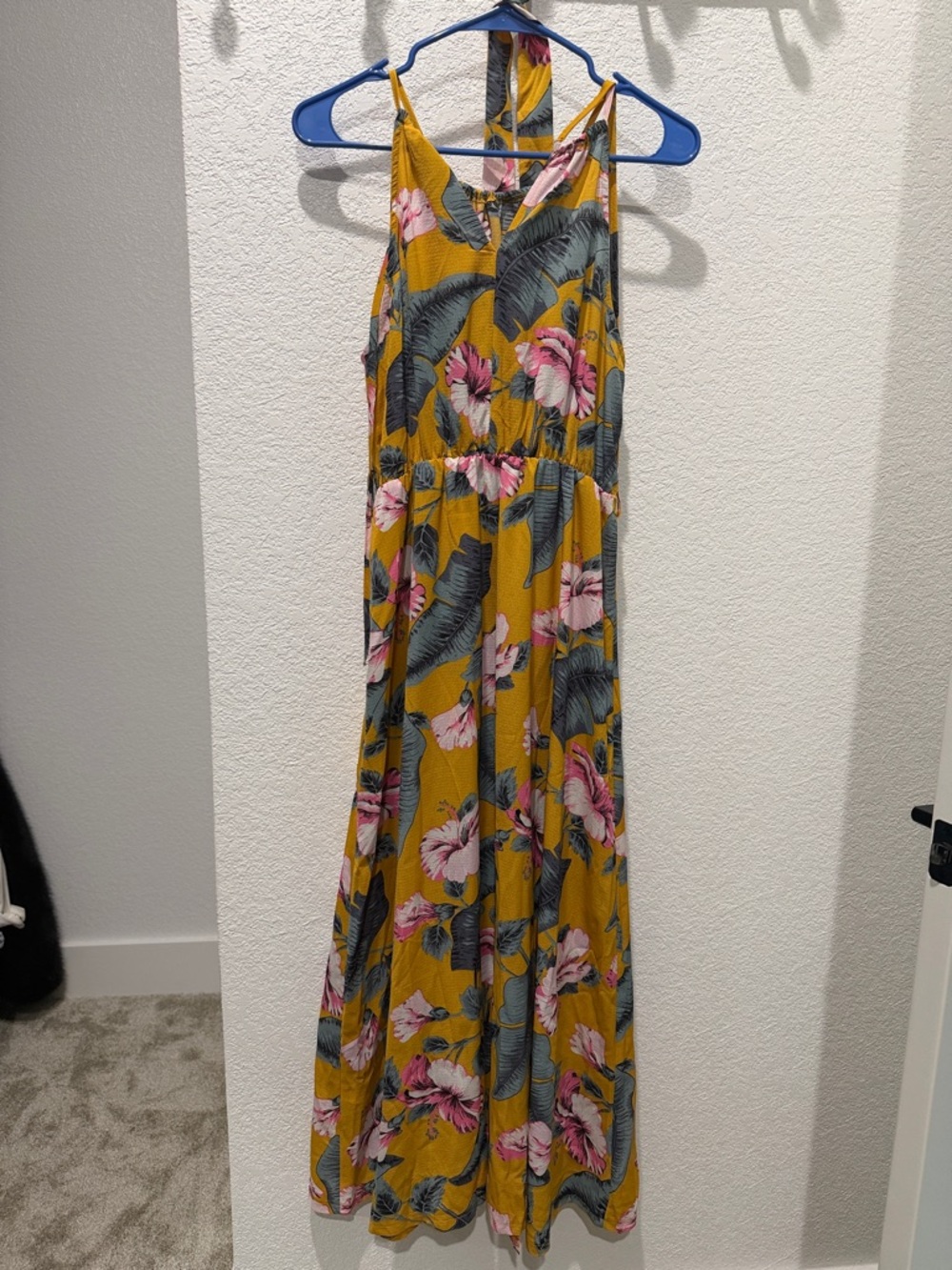 Mustard Yellow Floral Maxi Dress